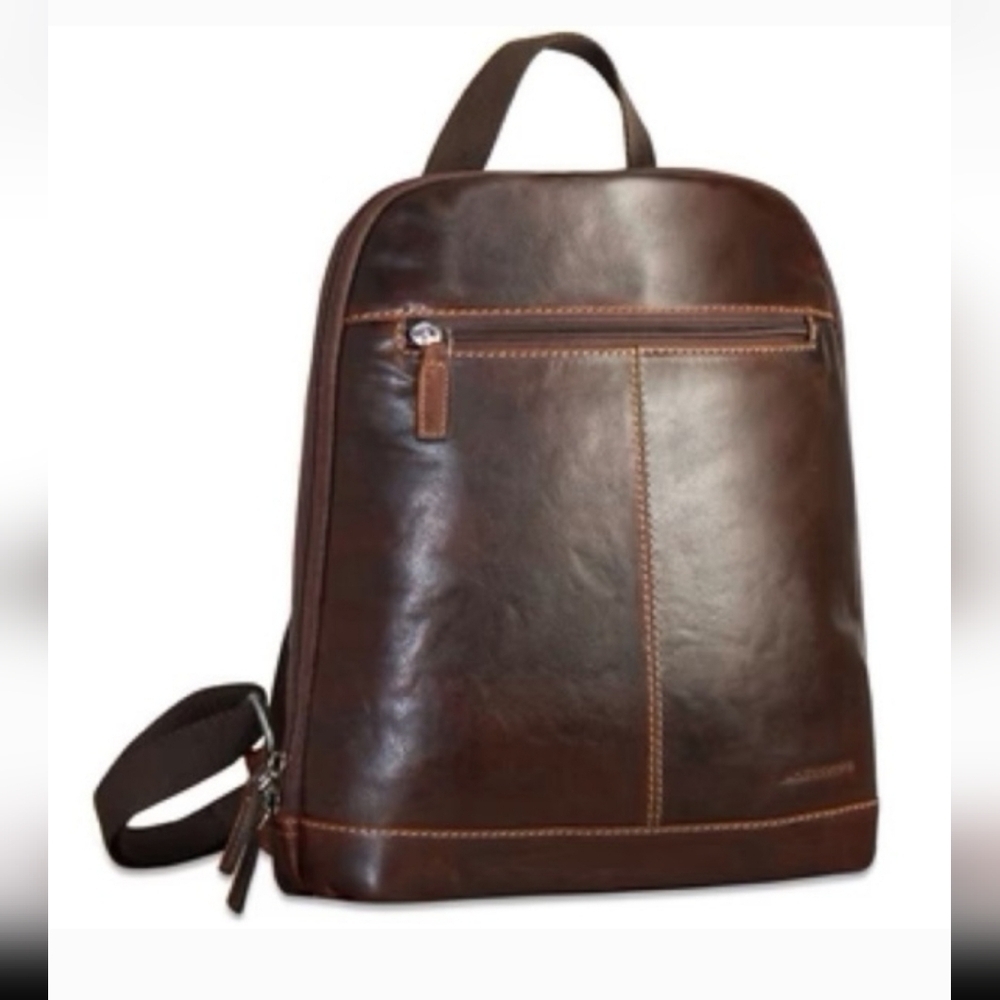 JACK GEORGES Voyager or Adele Slim Backpack Hand Stained Buffalo Leather Brown